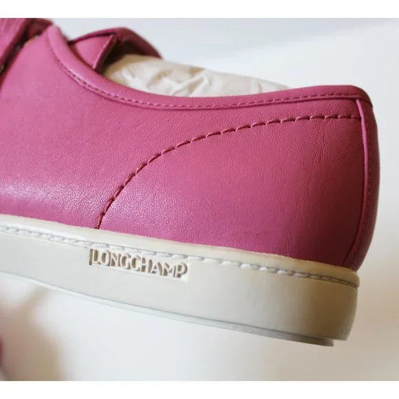 NEW Authentic Longchamp Le Pliage Leather sneakers- Pink - Picture 6 of 10